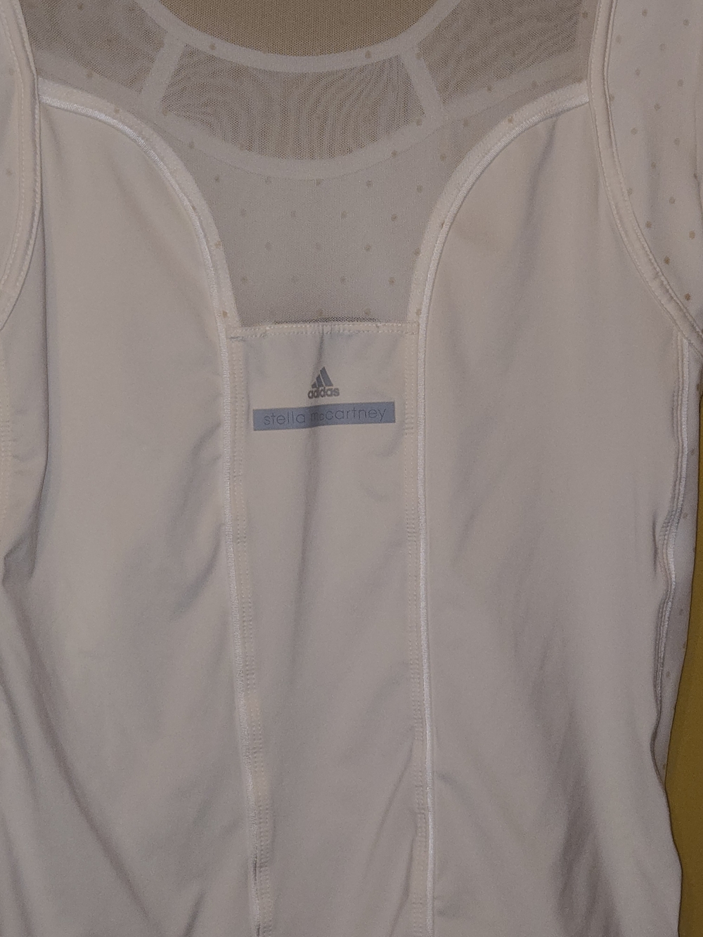 Adidas by Stella McCartney White Short-Sleeve Mesh Yoke Yoga Top - Picture 3 of 4
